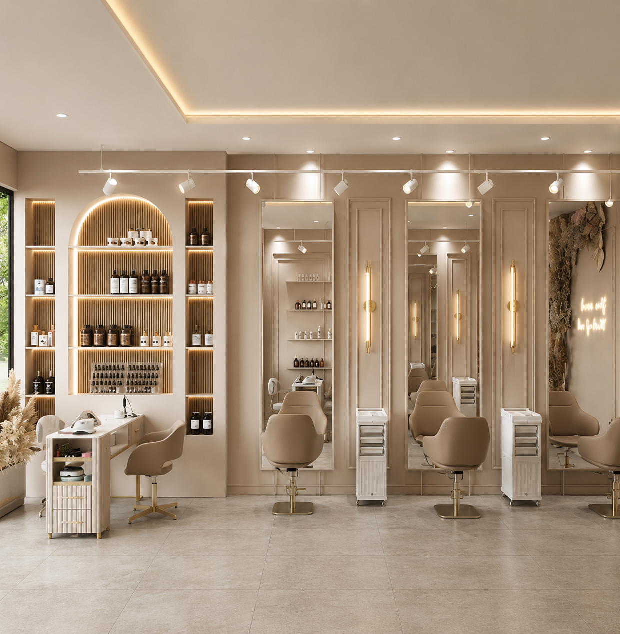 Bride getting elegant bridal makeup at beauty parlour in Delhi